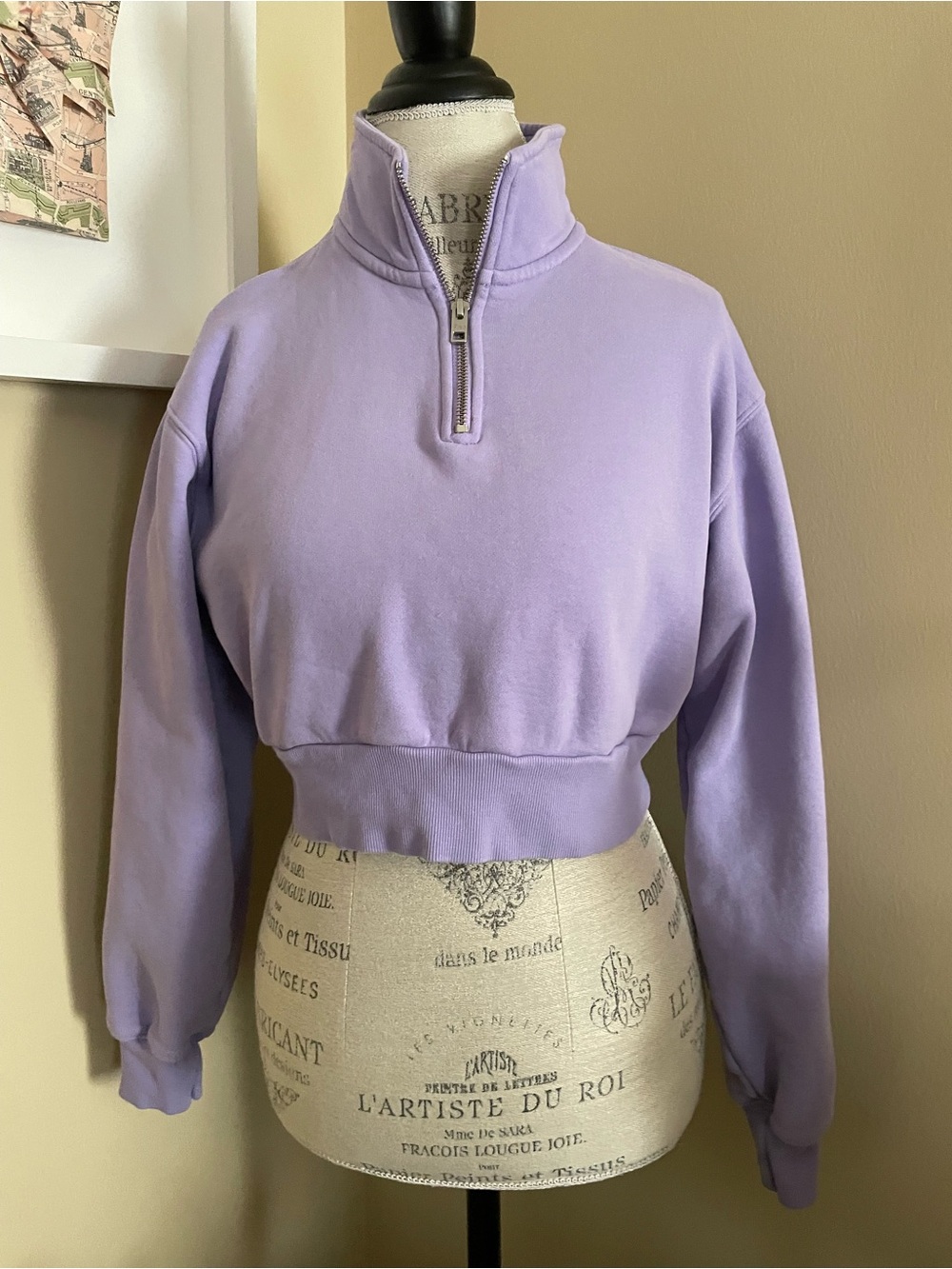 TNA Lavender Cropped Half-Zip Pullover